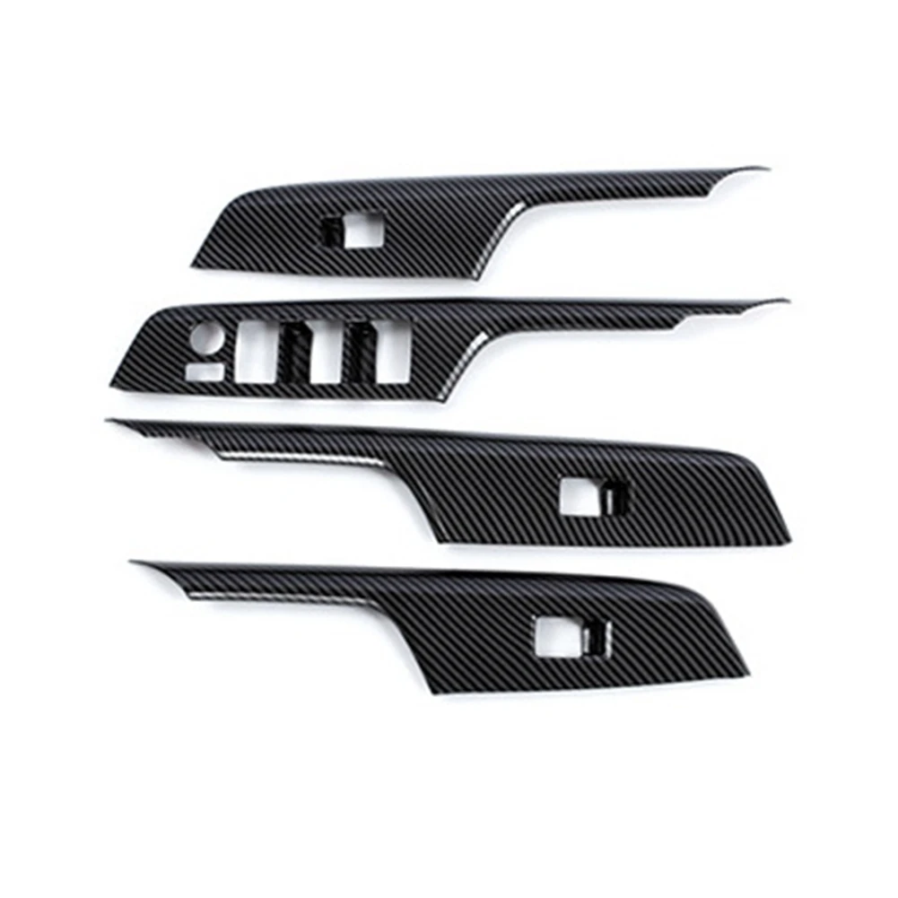 

4Pcs Inner Door Armrest Trim Frame for Toyota Harrier Venza 2020-2022 Window Lift Switch Button Panel Cover Carbon LHD