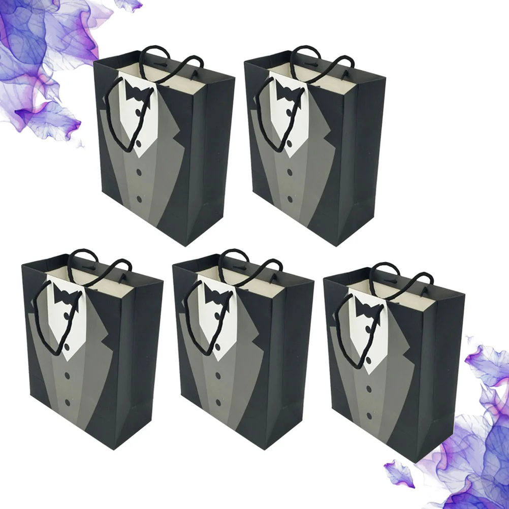 

5 Pcs Paper Shopping Bags Chic Gift Practical Handbag Carry Presents Pouch Souvenir Treat