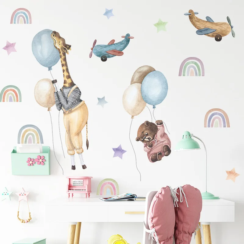 

Cute Balloon Giraffe Wall Stickers Baby Children Room Wall Decor Vinyl Art Murals Cartoon Wallpapers Bedroom Nursery Decoration