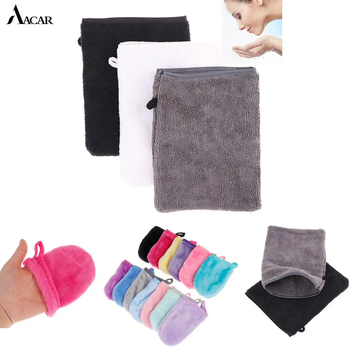 

Soft Face Cleaner Towel Pads Reusable Microfiber Facial Cleaning Glove Makeup Remover Glove Face Deep Cleaning Skin Care Tools