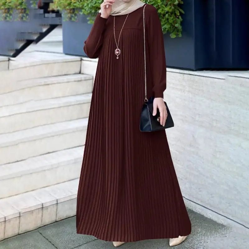 

Muslim Turkey Malaysia Women Dresses Dubai Saudi Arabia Solid Color Female Robe Middle East Casual Loose Ladies Caftans