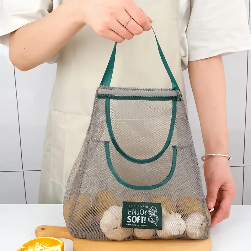 

Многофункциональная подвесная сумка для хранения фруктов и овощей, портативная и воздухопроницаемая подвесная сумка для хранения, Сетчатая Сумка из полиэстера