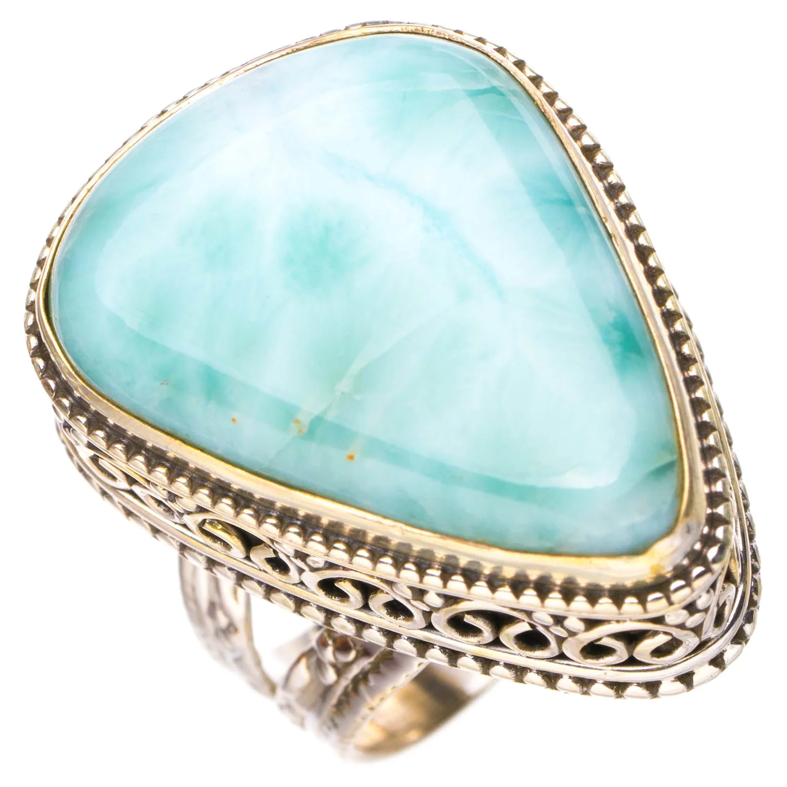 StarGems Natural Caribbean Larimar Handmade 925 Sterling Silver Ring 6.5 E7568 | Украшения и аксессуары
