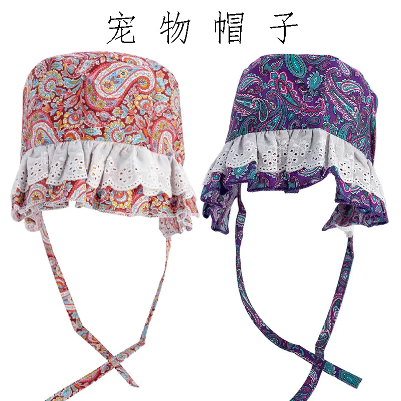 

Pet Hat Dog Thin Cashew Lace Headdress Ethnic Style pet hat dog hat