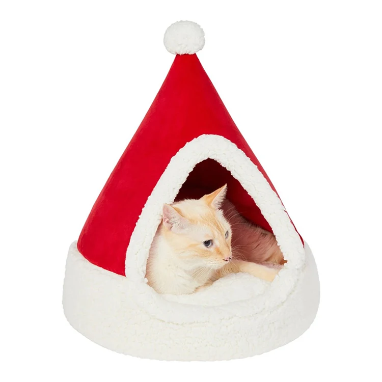 2022 Designer Christmas Cute Holiday Tree Cat Tower House Cave Tent Super Cozy Triangle Teepee Indoor Dog House