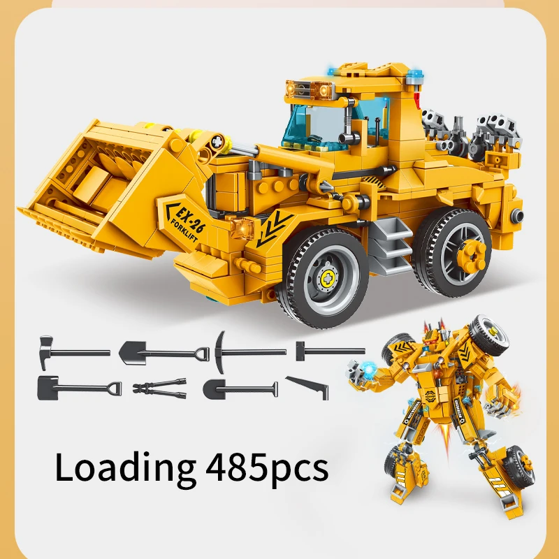 525 шт. городской робот-трансформер 2 в 1 бульдозер грузовик автомобиль кирпичи