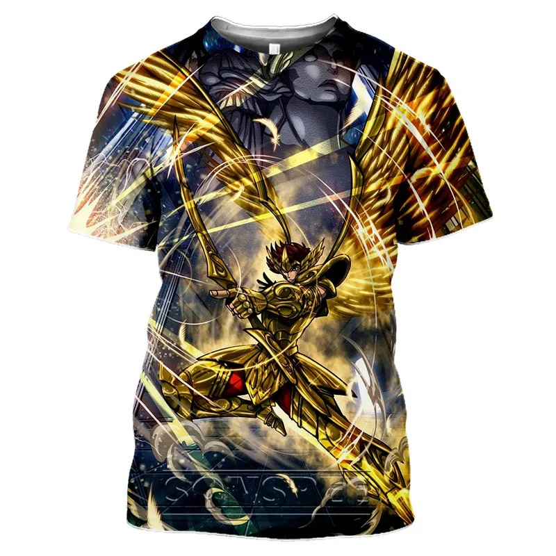 

Saint Seiya Anime T Shirt For Men Camisetas Manga Tops Clothes Ropa Hombre Streetwear Tee Camisa Masculina Verano Koszulki