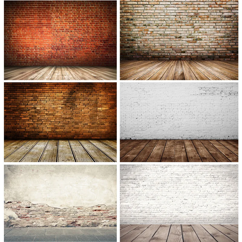 

SHENGYONGBAO Portrait Cloth Vintage Brick Wall Wooden Floor Photography Backdrops Photo Background Studio Prop 21712 YXZQ-01