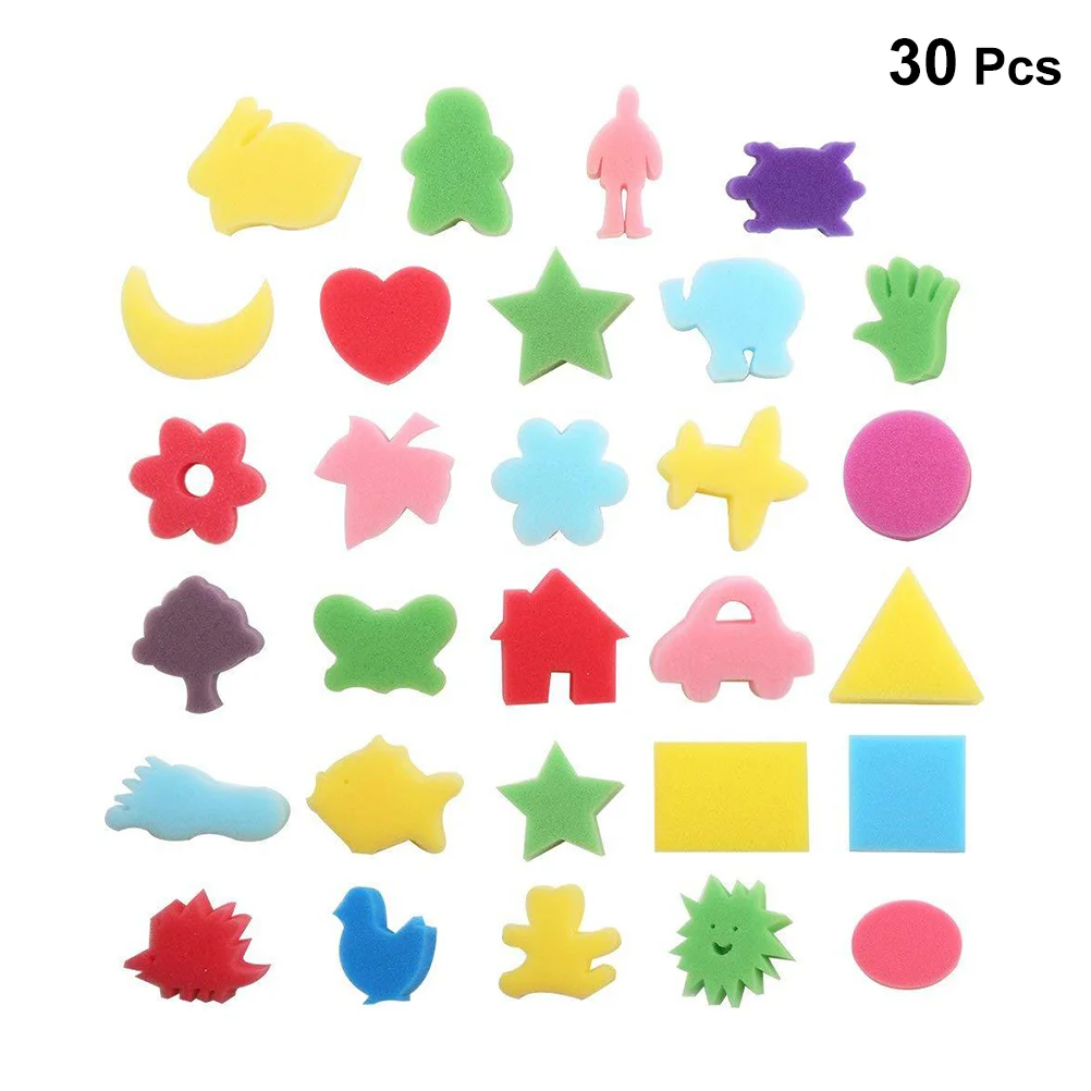 

30pcs Sponge Painting Shapes Painting Stamps Craft Painting Sponges Kids Birthday Party Favors Gifts ( Mixed Pattern )