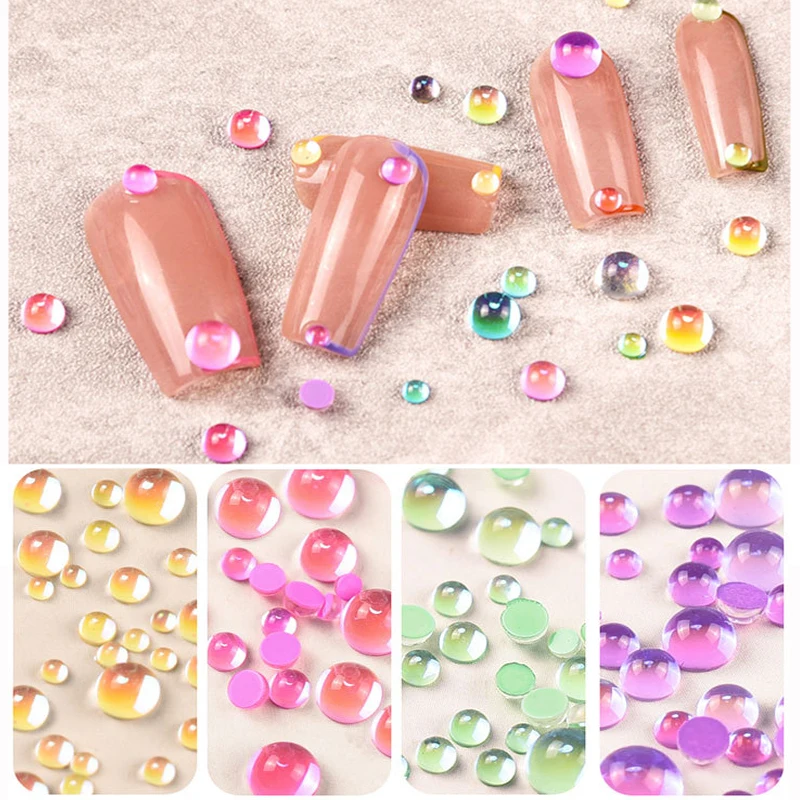 300 искусственные бусины для ногтей, искусственный маникюр, кристаллы, Круглый акриловый камень, стразы, украшения, бусины для дизайна ногтей