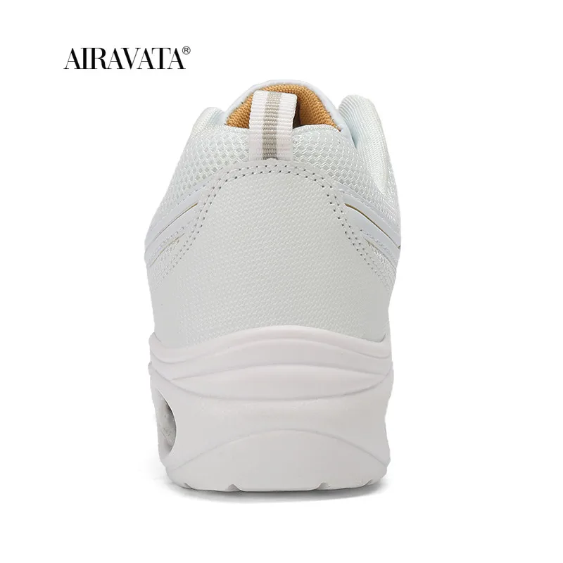 Women's Dancing Shoes Fitness Lightweight Air Cushion Breathable Casual Female Walking  Trainers Lace-up Increasing Height