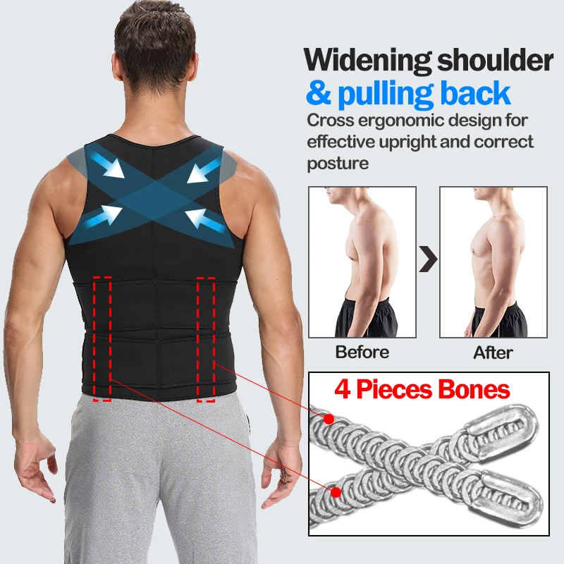 Mens Body Shaper Waist Trainer Sauna Suit Sweat Vest Slimming Underwear Weight Loss Shirt Fat Burner Workout Tank Tops Shapewear