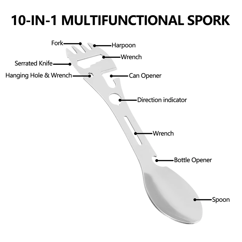 4 шт. 10 в 1 многофункциональная ложка для кемпинга открывалка консервных банок