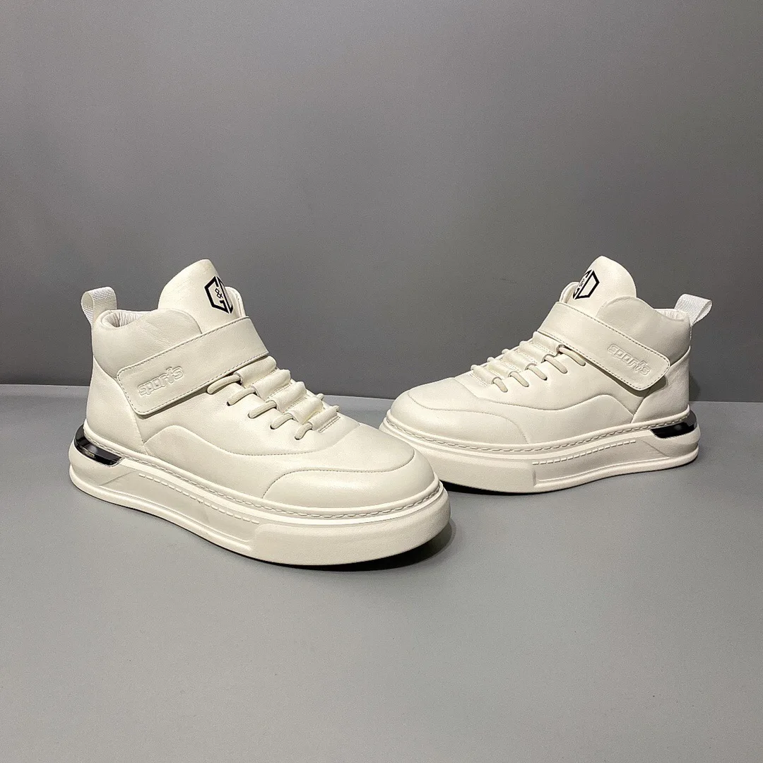 Fengzhi Fashion Winter Thick Sole Height Increasing White Shoes Wear-Resistant Comfortable Cowhide Personali Alterna...