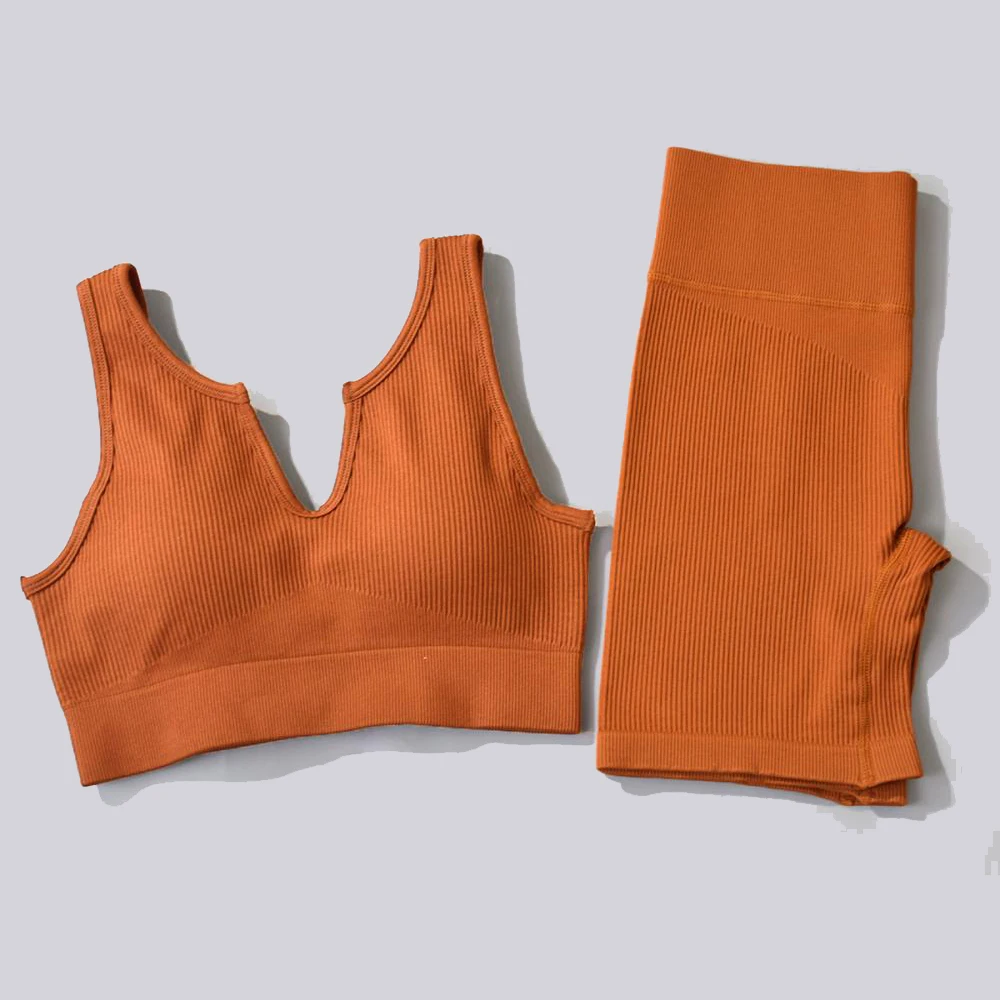 Seamless Yoga Set Women Workout Sportswear Gym Clothing Female Clothes Two Piece Set Women High Waist Legging Sport Bra Crop Top