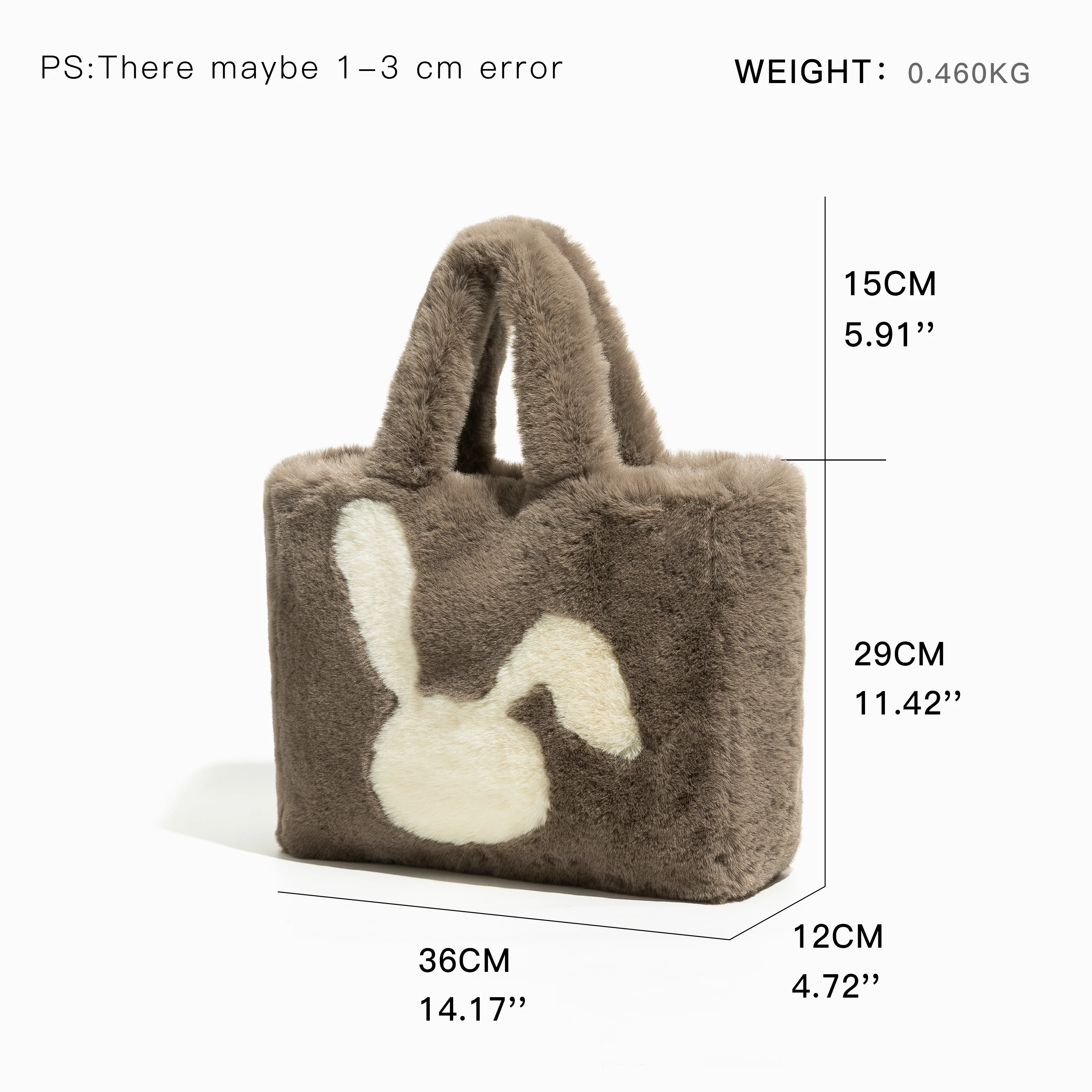 MABULA Winter Simple Stylish  Faux Fur Tote Handbag Branded Design Soft Phone Purses Luxury Women Work Bag