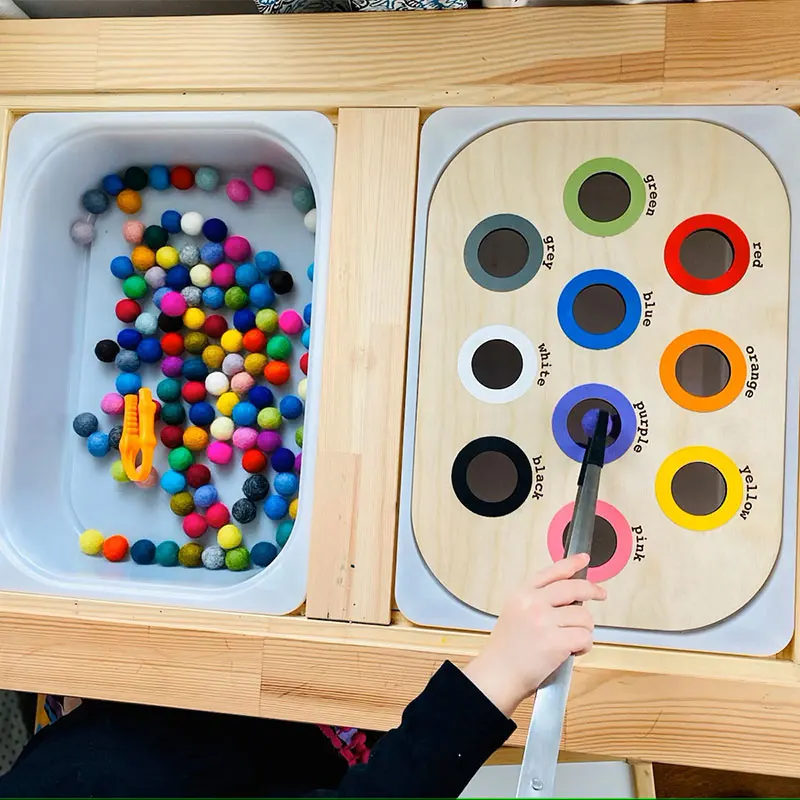 

Wooden Tray Board Game Sensory Toys Montessori Color Matching Sorter Parish Learn Sensory Play Fine Motor Training Children Toys