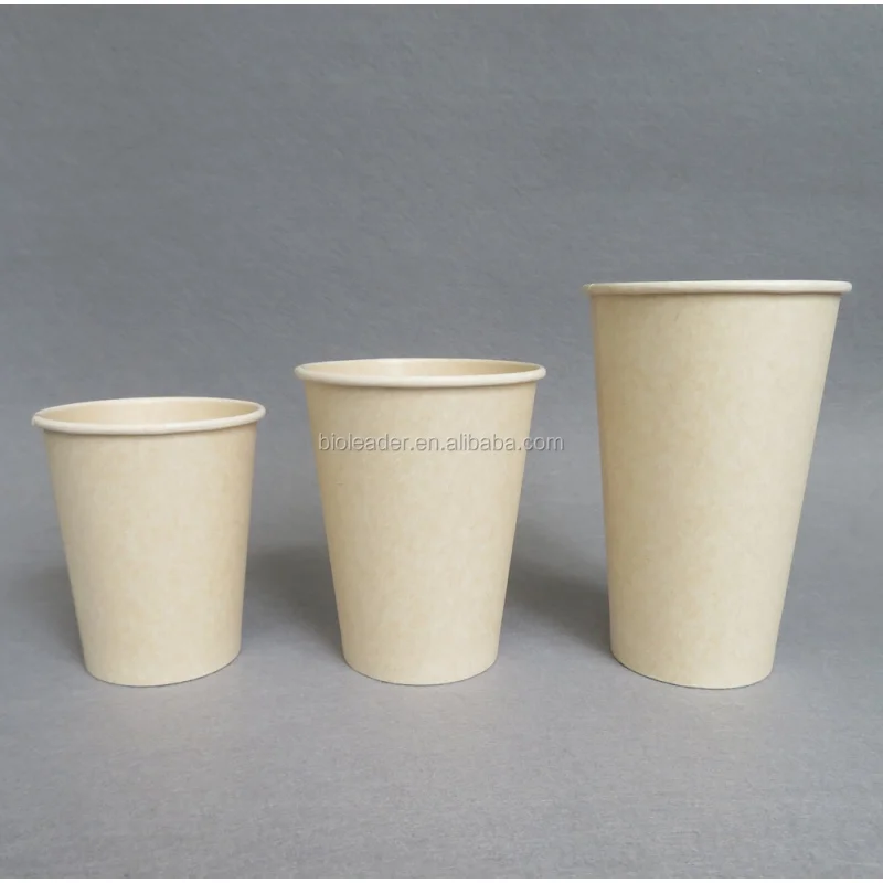 Eco friendly 100% Biodegradable Compostable PLA Coating Sugarcane Bamboo Paper Cups 7 8 12 16oz