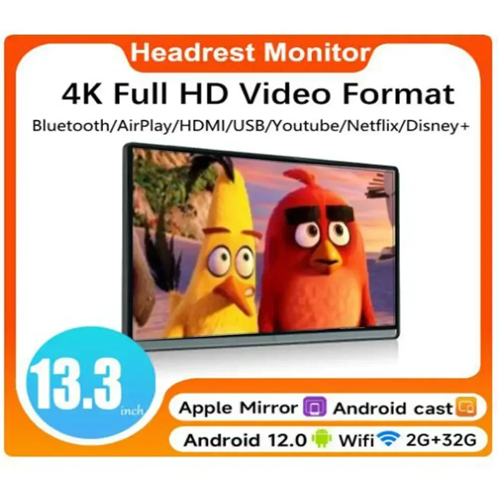13 3 &quot/14&quot Android12 4 + 64G автомобильный подголовник монитор двойной HMDI дисплей IPS