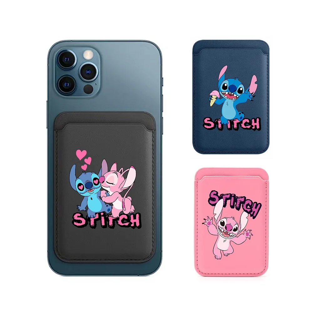 

Pink Cartoon Luxury PU Leather Card Holder For Magsafe Magnetic Card Bag Wallet couple Case For iPhone 12 13 14Pro Max card case