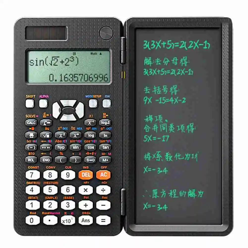 

Scientific Calculators with Writing Tablet,Solar Energy LCD Science Calculator Notepad with 417 Function, for Students