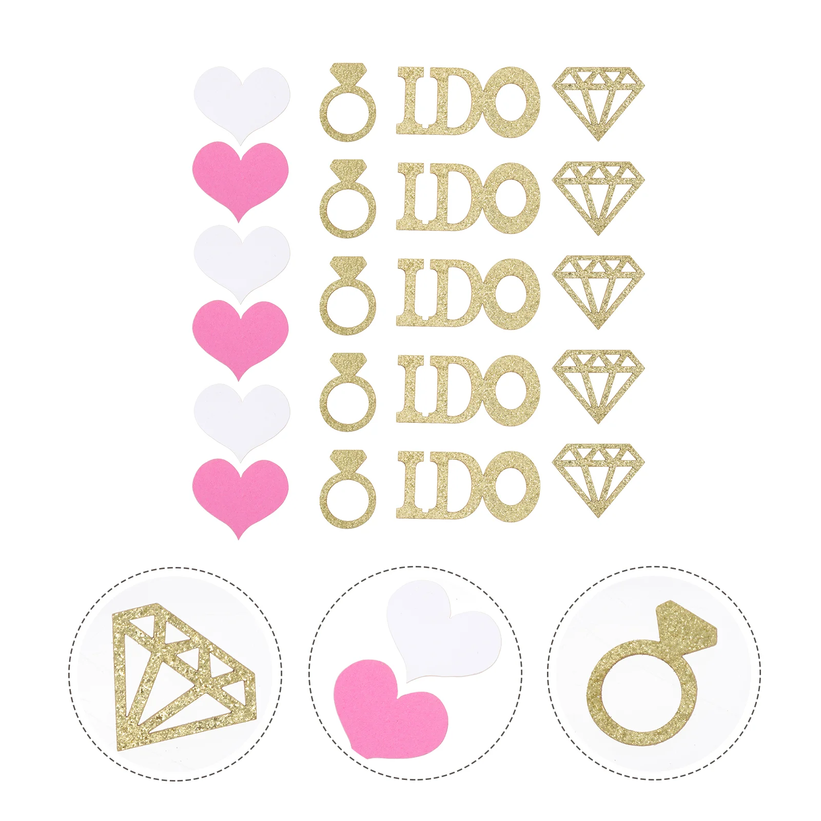 

200pcs Valentine's Day Heart Ring Glitter Wedding Table Decoration