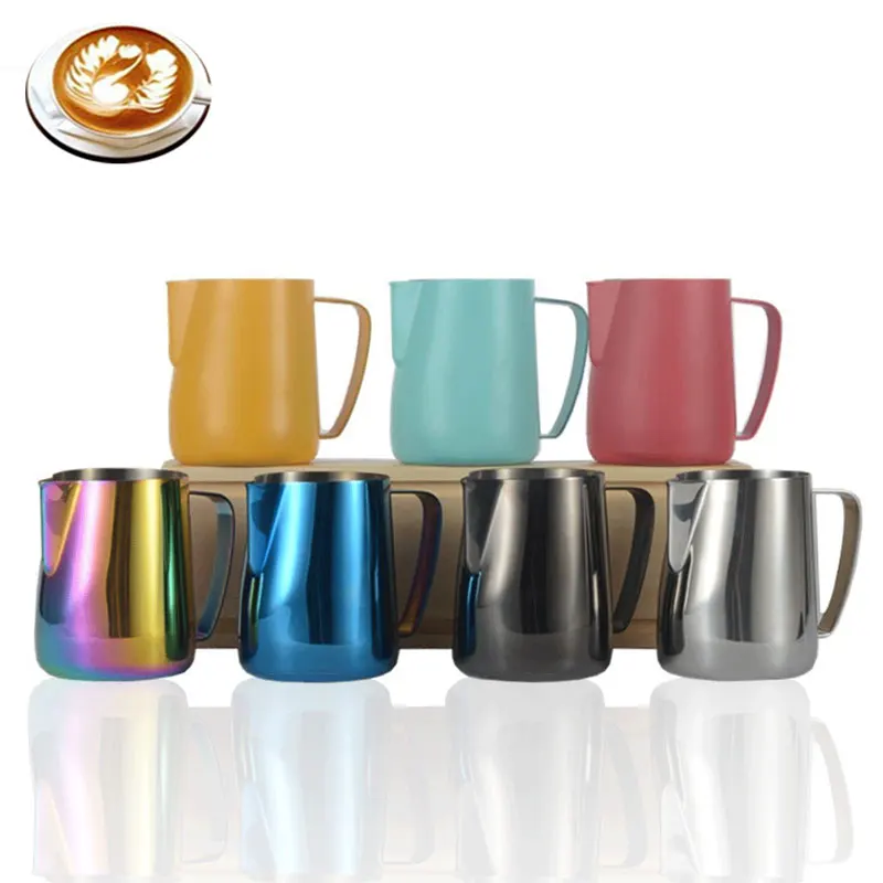 0.35-0.6L Milk Foaming Cup Tool Stainless Steel Latte Coffee Milk Jug Cup Frothing Pitcher Pull Flower Cup Coffee Milk Frother