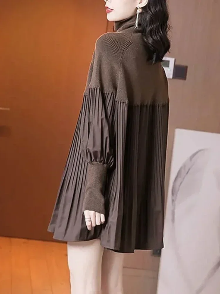 Платье женское осенне-зимнее трикотажное с длинными рукавами-фонариками