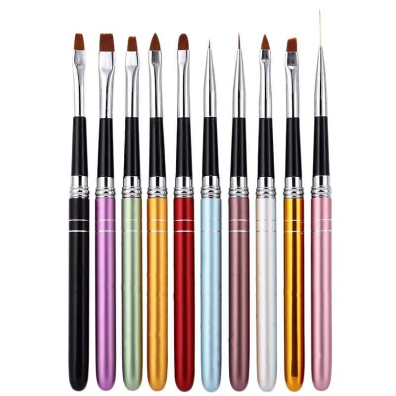 

Gel Nail Brush 10Pcs Poly Extension Gel Brush Nail Art Tips Builder Brush Nail Painting Brush Pen Set For Salon Use