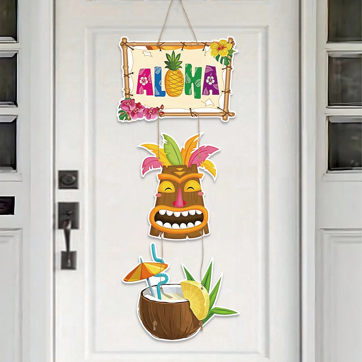 Гавайская вечеринка бумажные дверные подвески Aloha тропический баннер для