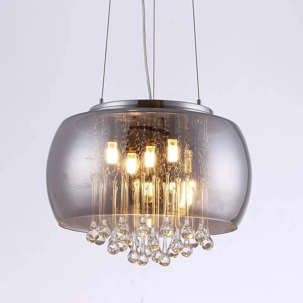 

Modern Luxury Crystal Glass Chandelier for Living Room Smoke Cognac Ceiling Light Hanging Lighting Fixtures Glass Pendant Lamp