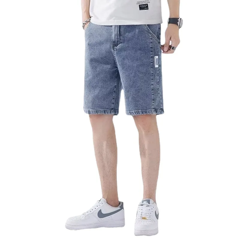 

Джинсовые пятиконечные прямые шорты, мешковатые мужские джинсовые шорты-Карго