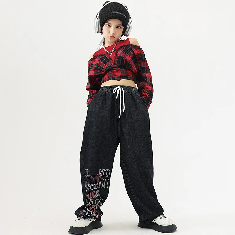 

Kids Hip Hop Clothing Showing Outfits Red Crop Tops Tank Vest Casual Street Joggers Pants For Girls Teen Dance Costume Clothes