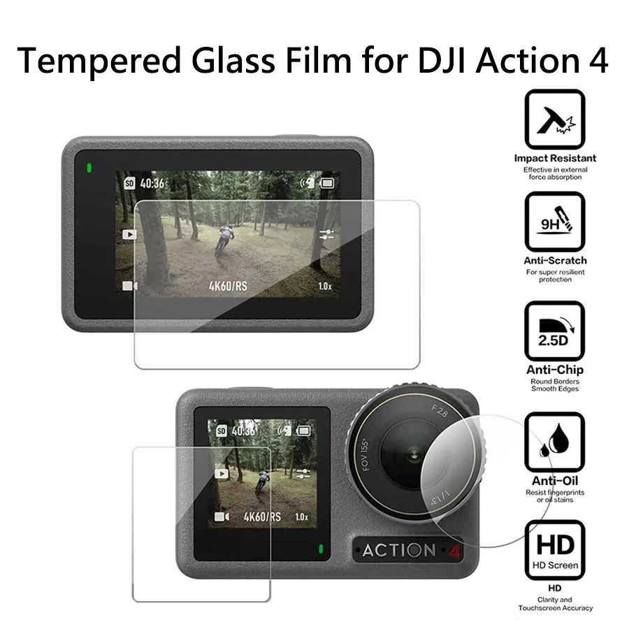 

Tempered Glass Film for DJI Osmo Action 4 Lens Protection Scratch Resistant Film for DJI Osmo Action 4 Camera Screen Accessories