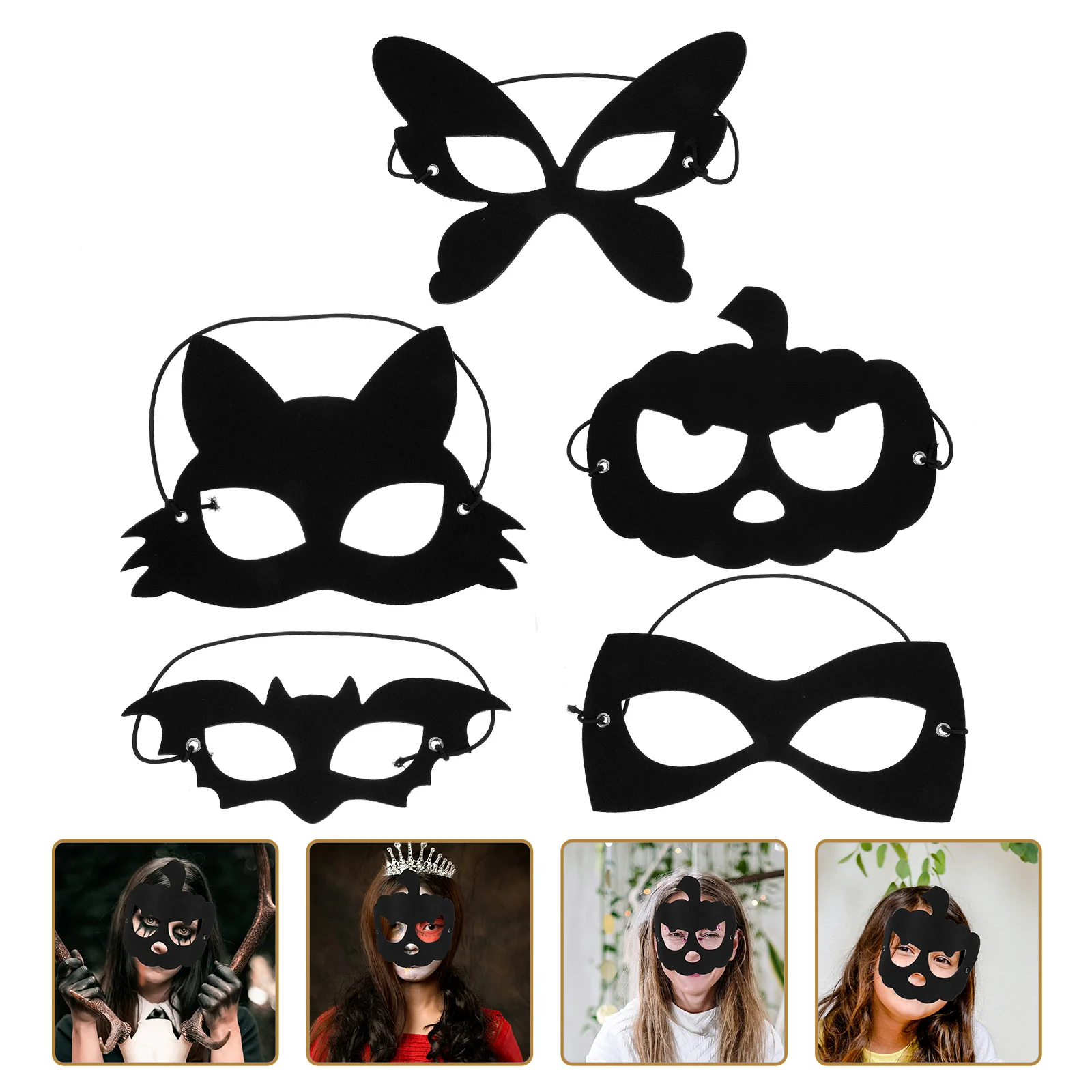 

10 Pcs Masquerade Party Mask Prop Halloween Felt Half Dress Up Blindfold Cosplay Party