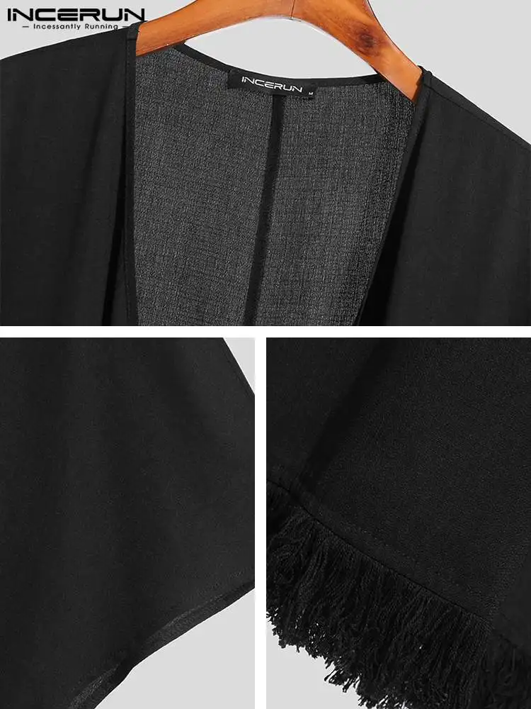Fashion Casual Style Men's Blouse INCERUN Solid Blouse Vacation All-match Male Loose Comfortable Long Thin Cardigan Shirts S-5XL