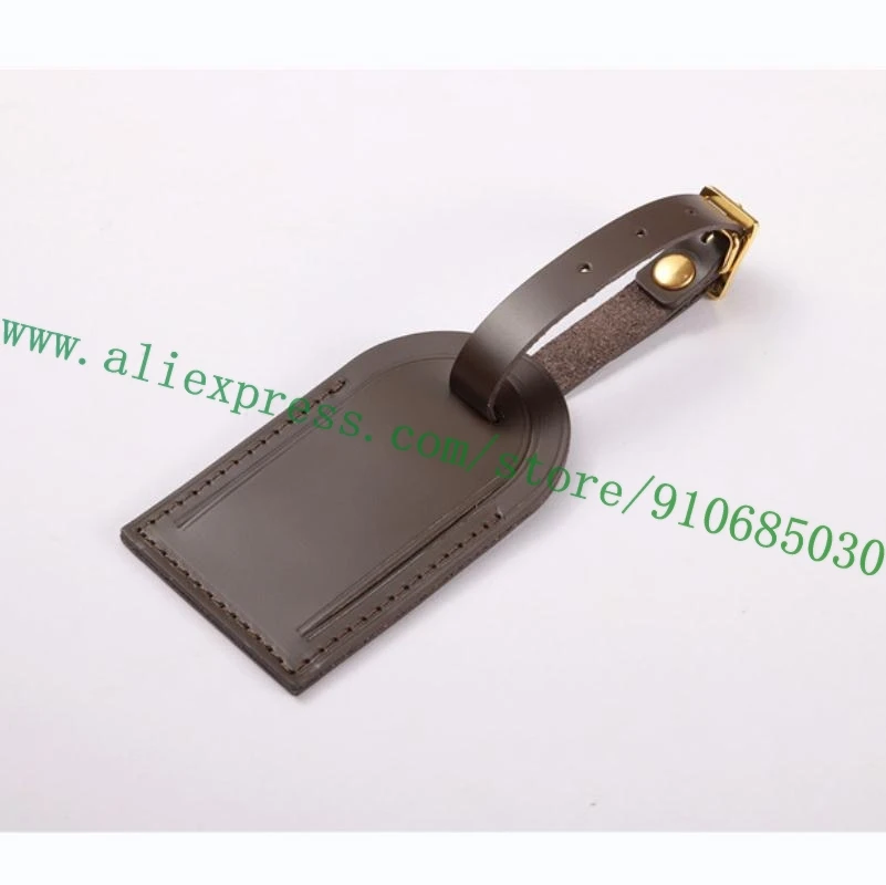 Coffee Tan Genuine Calf Leather Nametag For Designer Bag Air Plane Tag Travel Luggage Duffle Customized Hot Stamp Big Size