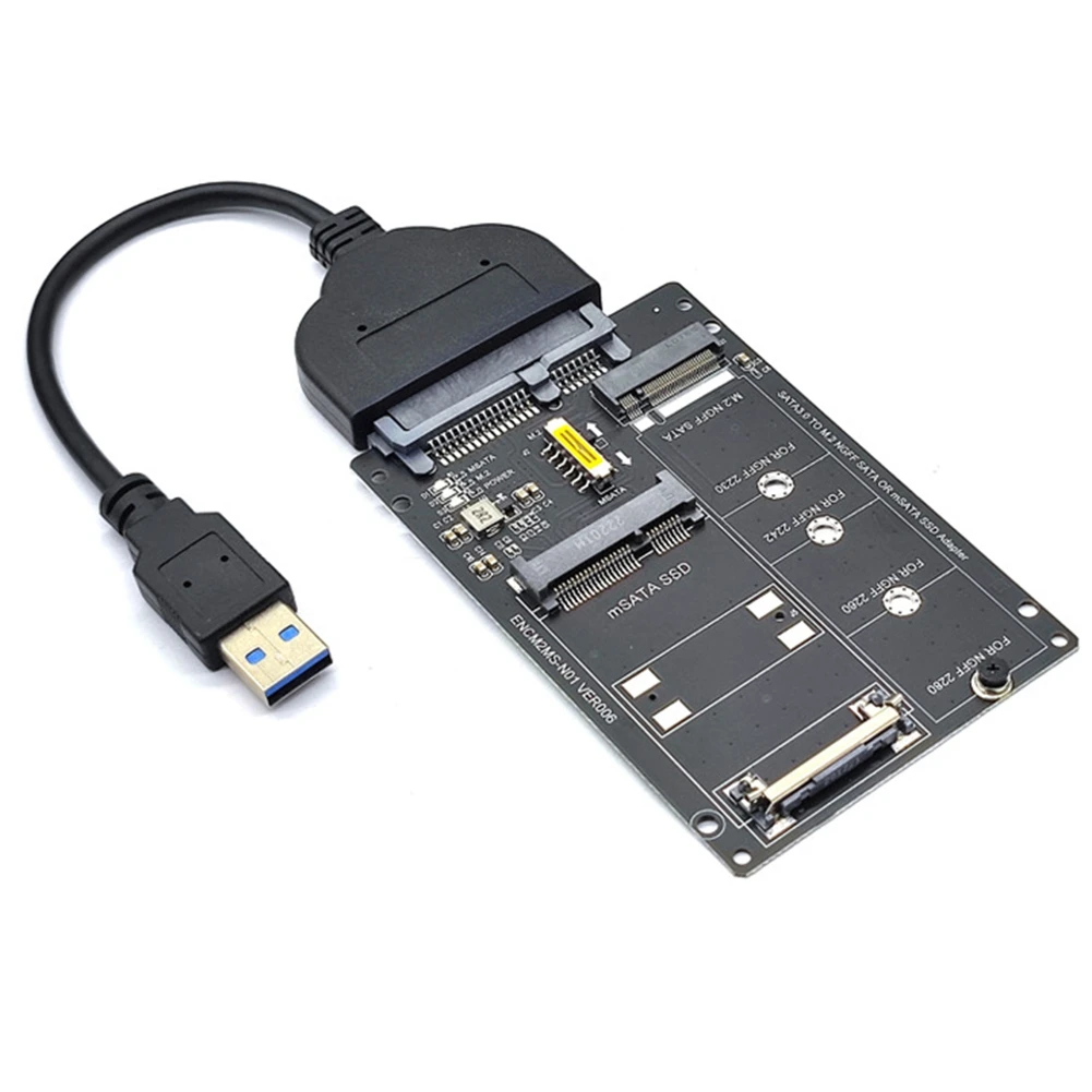 

NGFF+MSATA to SATA3.0 Adapter Card+USB to SATA Cable M2 KEY B-M SSD to 6G Interface Conversion Card