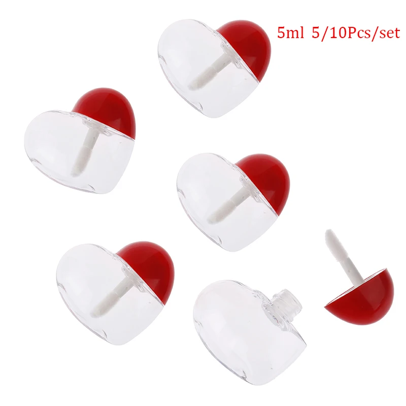 

5ml 5/10Pcs Empty Lip Gloss Tube Container Balm Tubes Red Love Lipstick Bottle Empty Plastic Sample Bottle Homemade Bottle