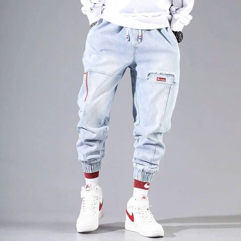 

2023 New Streetwear Hip Hop Cargo Pants Men's Jeans Elastic Harun Joggers In Autumn and Spring Men ClothIng