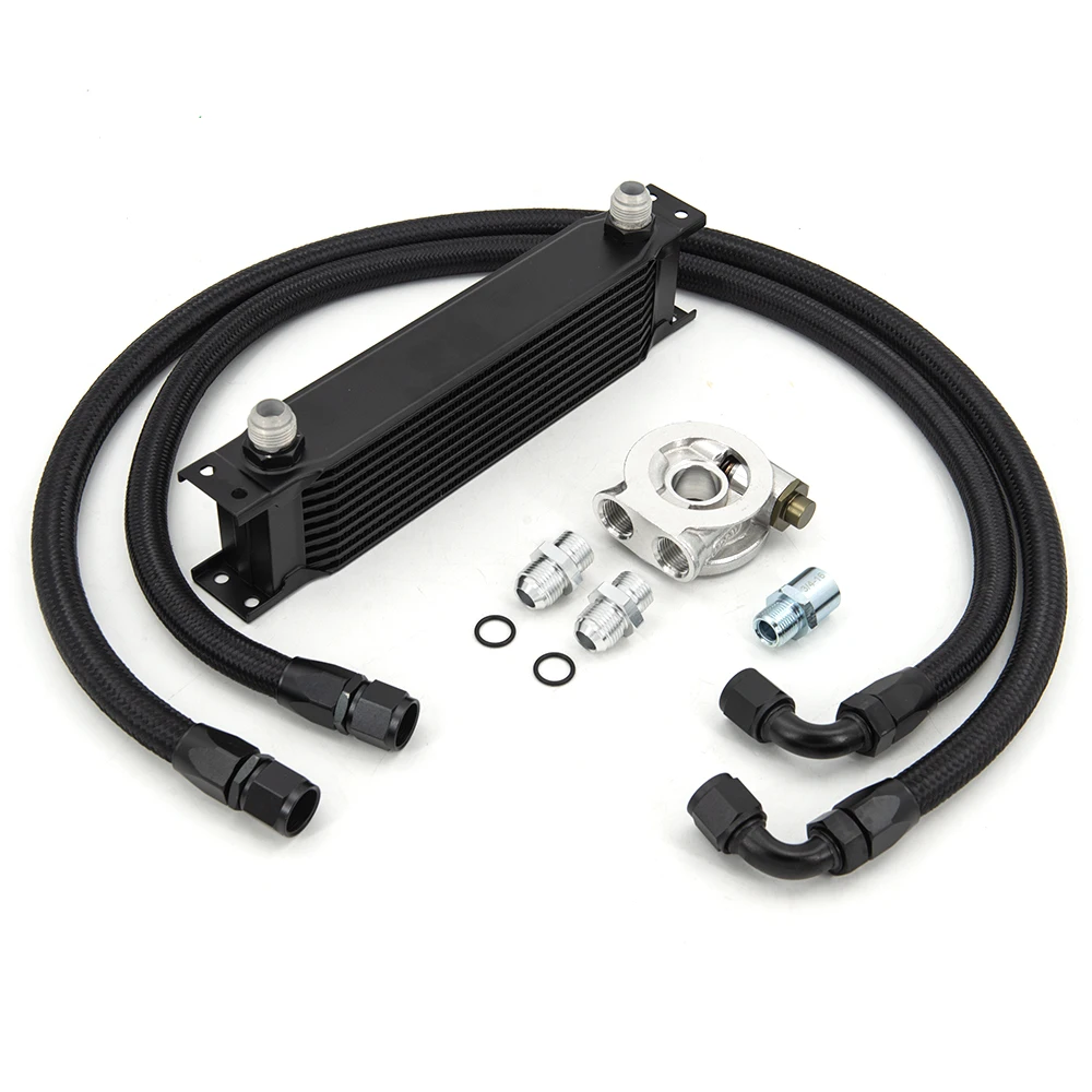 Универсальный Гидравлический масляный радиатор для гоночного автомобиля, 10 экскаваторов, комплект с масляным фильтром, сэндвич-адаптер + шланг an10
