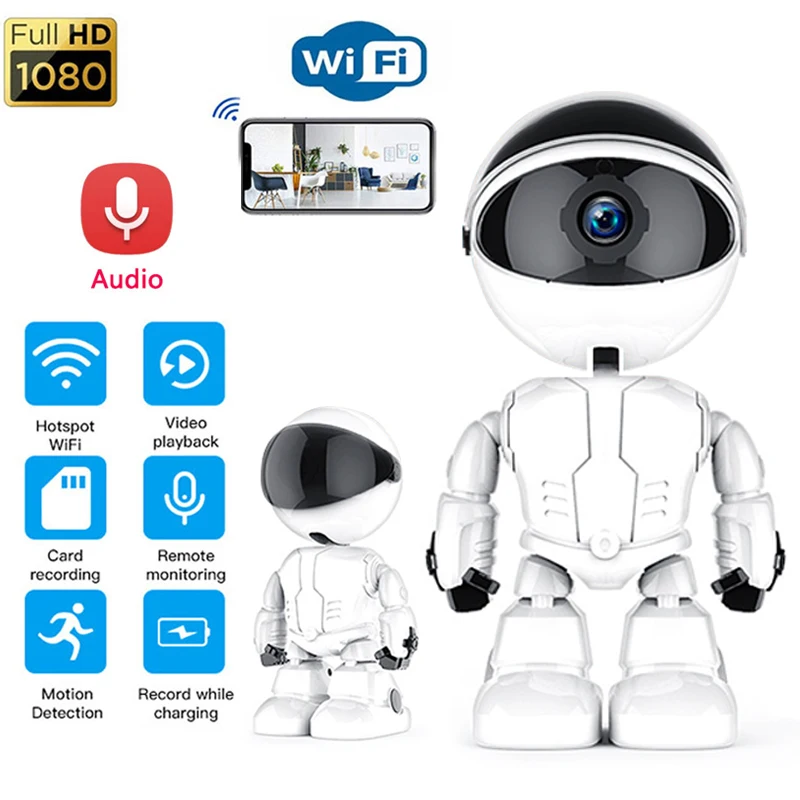 

1080P робот-камера 360 ° IP-камера безопасности APP WiFi беспроводные камеры наблюдения камера s ночное видение камера с функцией автоматического слежения камера видеоняня