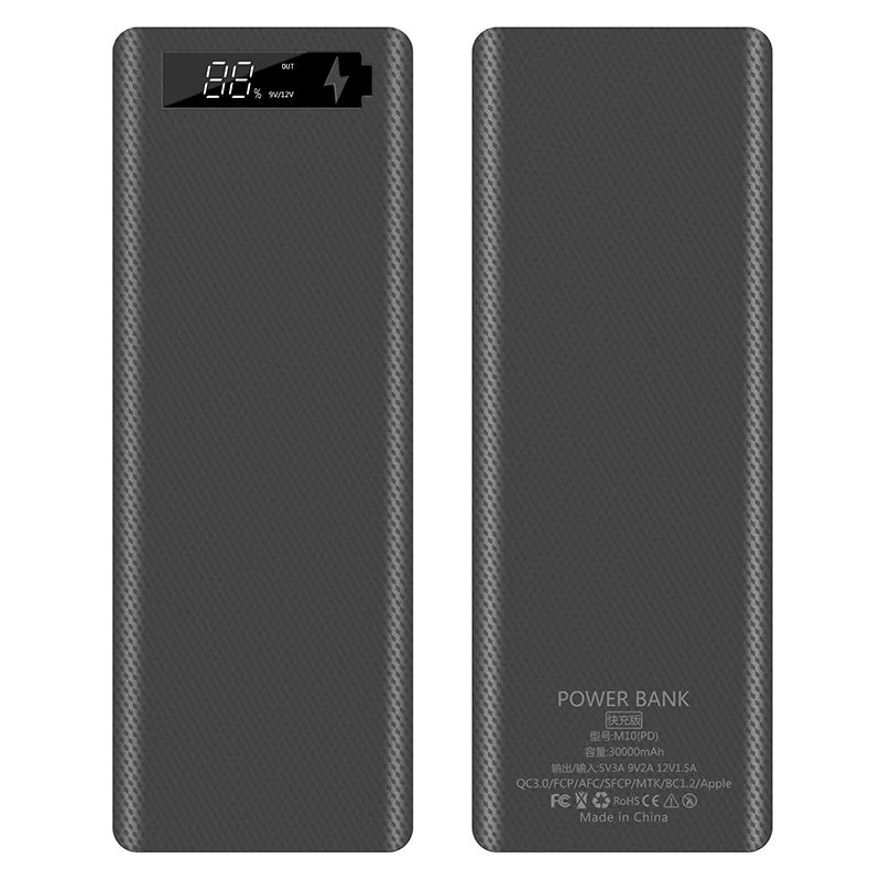 10*18650 быстрая зарядка чехол для внешнего аккумулятора с двумя USB-портами QC 3 0 PD