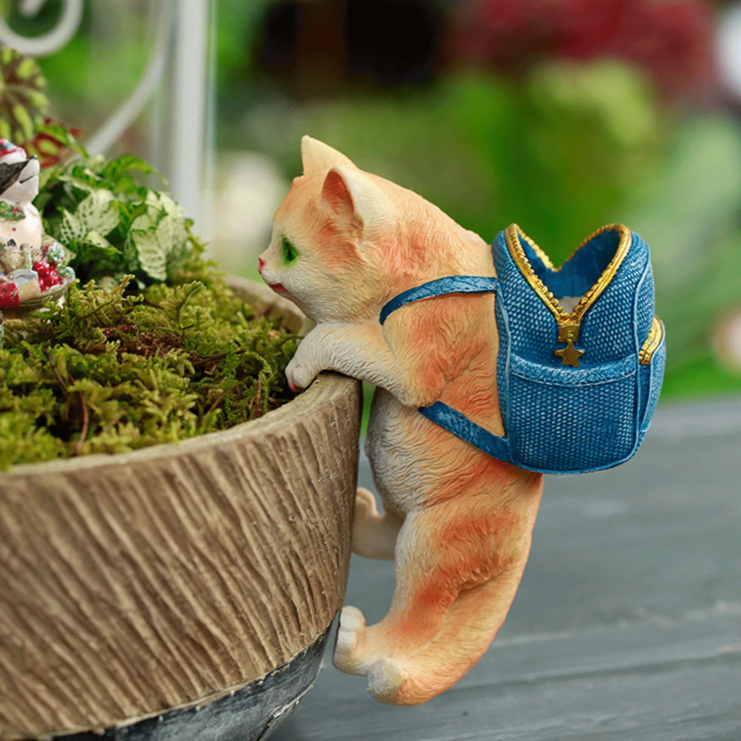 

Patio Garden Flower Pot Fish Tank Creative Cat Backpack Small Decoration Garden Sculpture Gift Pendant Pot Pendant Decoration