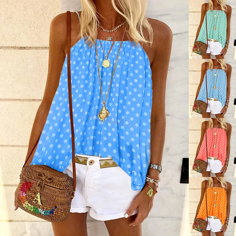 

2022 Summer Short Sleeved Dot Sling T-shirt