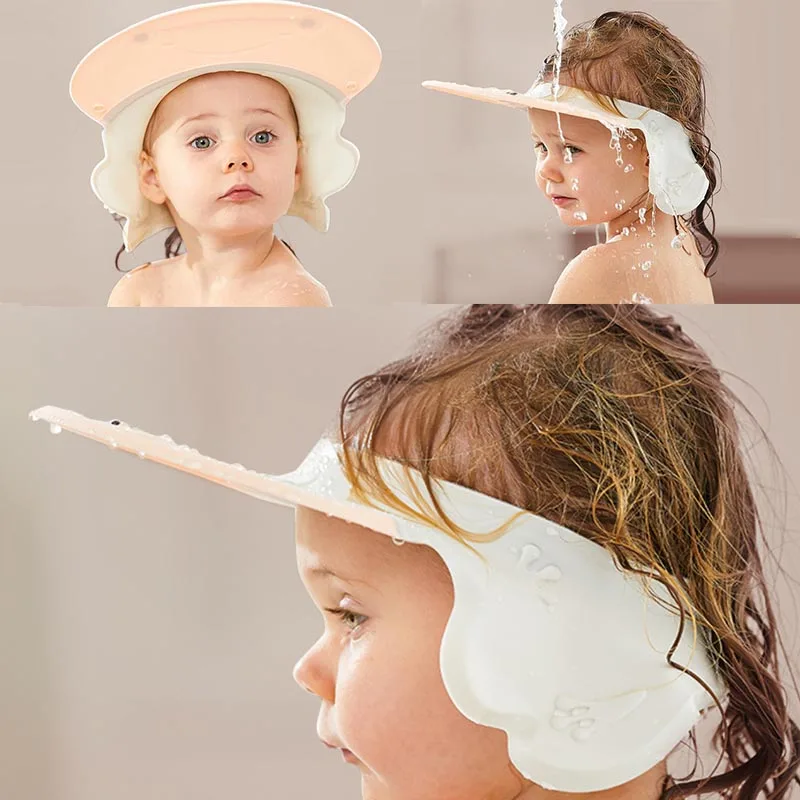 

Baby Shower Soft Cap Adjustable Hair Wash Hat for Kids Ear Protection Safe Children Shampoo Bathing Shower Protect Head Cover