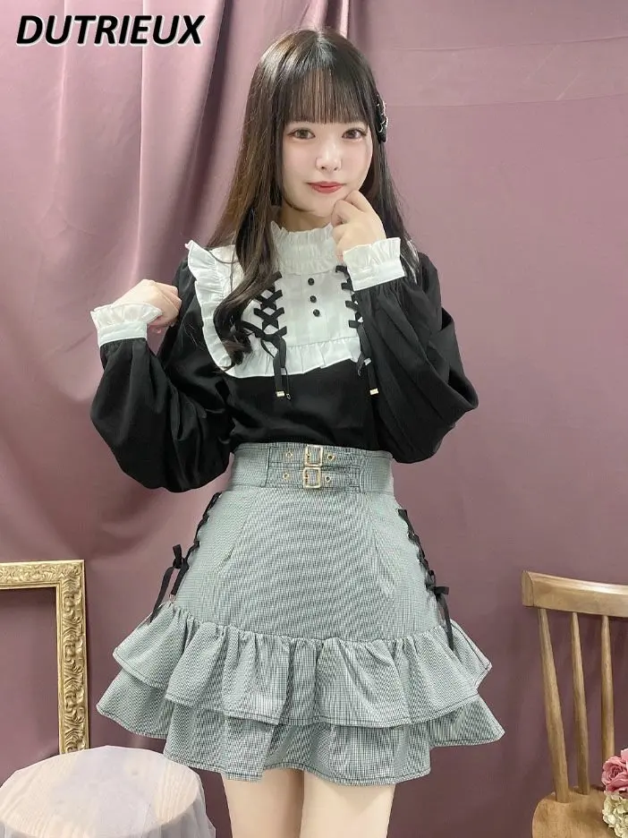 

Rojita Lace-up Ruffled Short Skirt 2023 Spring Summer New All-Match and Sweet Cute Skirt Mine Series Girls Mini Skirt Faldas