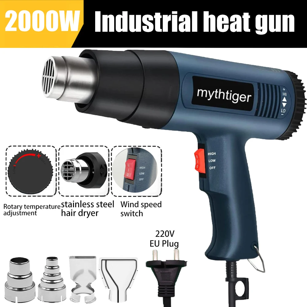 

Professional Heat Gun Industrial Hair dryer 2000W Hot Air Gun Air dryer for soldering Thermal blower Shrink wrapping Tools