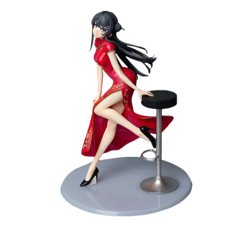 

22cm Mai Sakurajima Anime Girl Figure Cheongsam Does Not Dream Bunny Girl PVC Action Figure Collectible Model Doll Toys