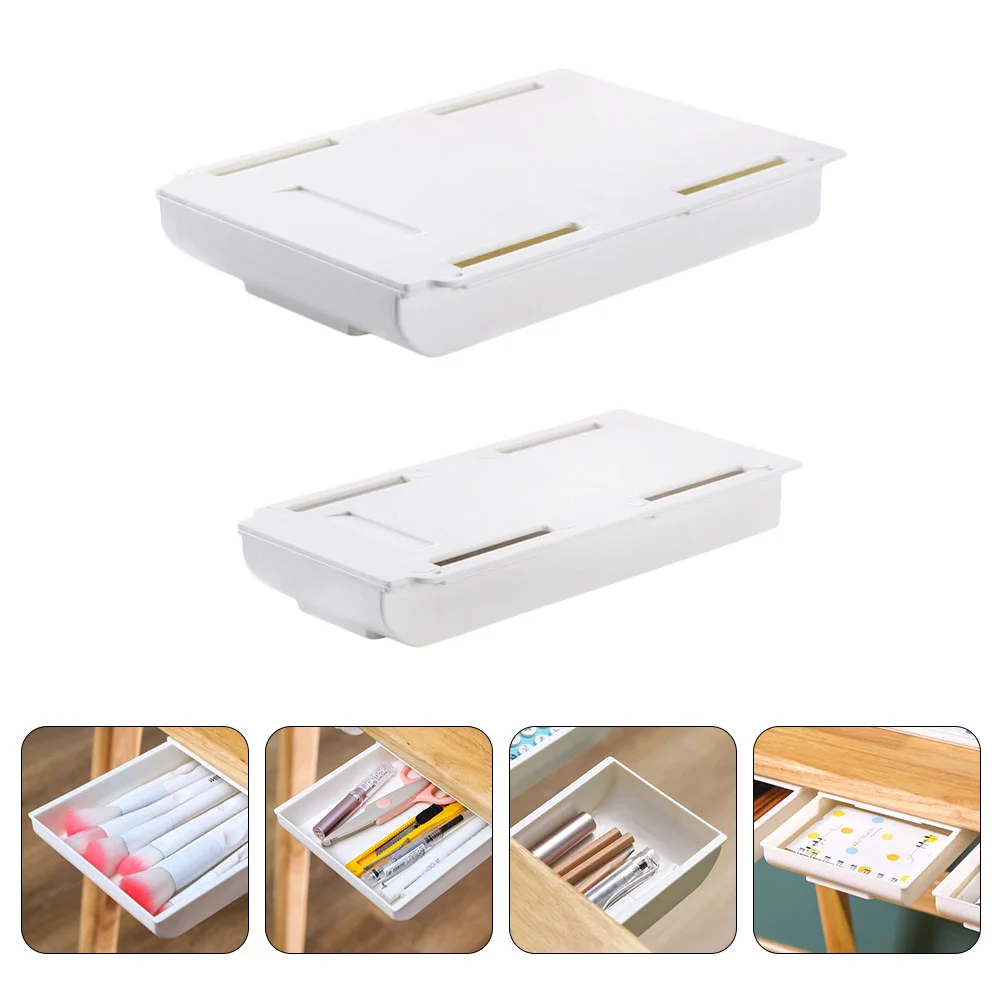 

2Pcs desk drawer Under Desk Drawer Organizer Slide Out Table Storage Drawer Tray Self- adhesive Stationery Holder For Office